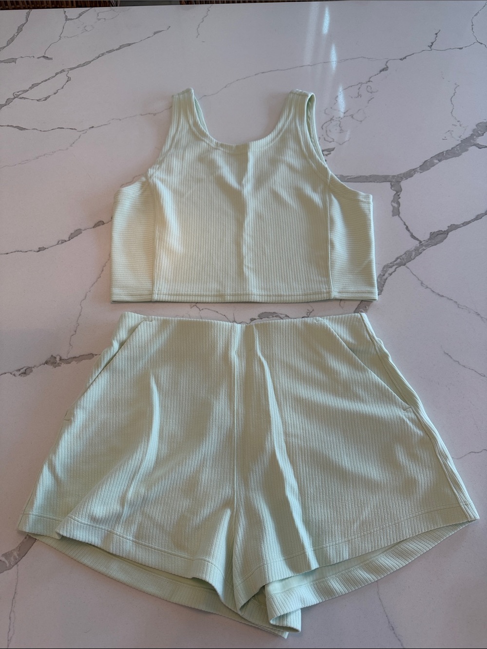 lululemon athletica Ribbed Softstreme Shorts & Crop Set in Kohlrabi Green